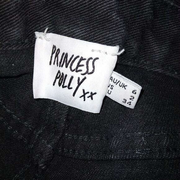 Princess Polly Size 2 Black Button Fly Crop Jeans - Picture 8 of 10
